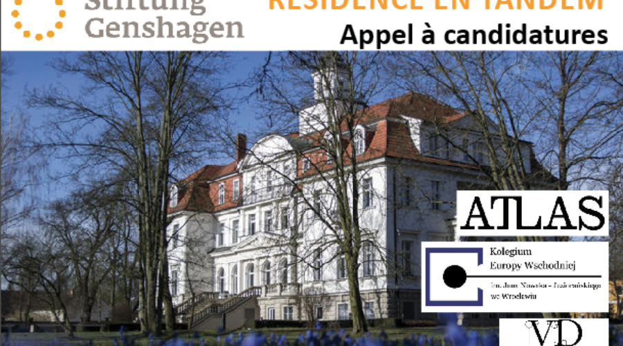 « Résidence en tandem 2020 » pour écrivains et traducteurs de France, d’Allemagne et de Pologne – 04 > 14 août 2020 au Château de Genshagen