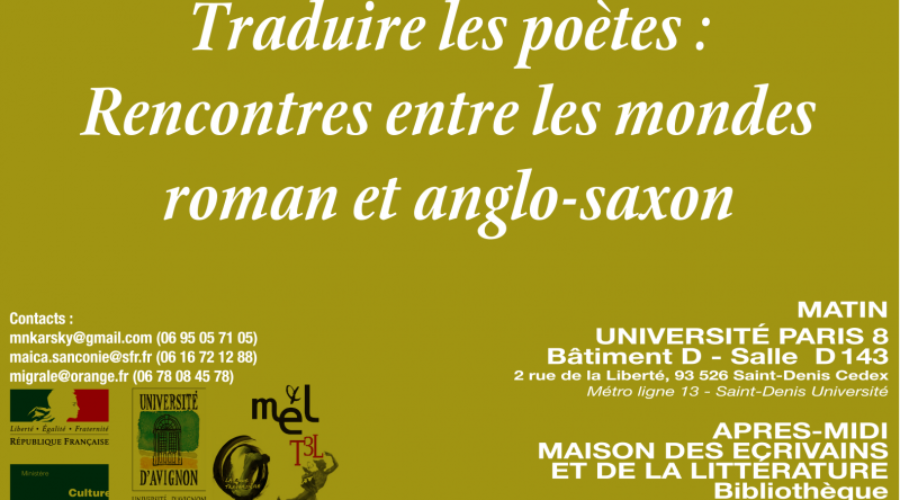 Journée d’études & ateliers « Traduire les poètes : rencontres entre les mondes roman et anglo-saxon »