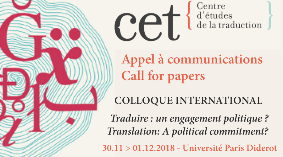 « Traduire : un engagement politique ? / Translation: A Political Commitment? » – Appel à communications